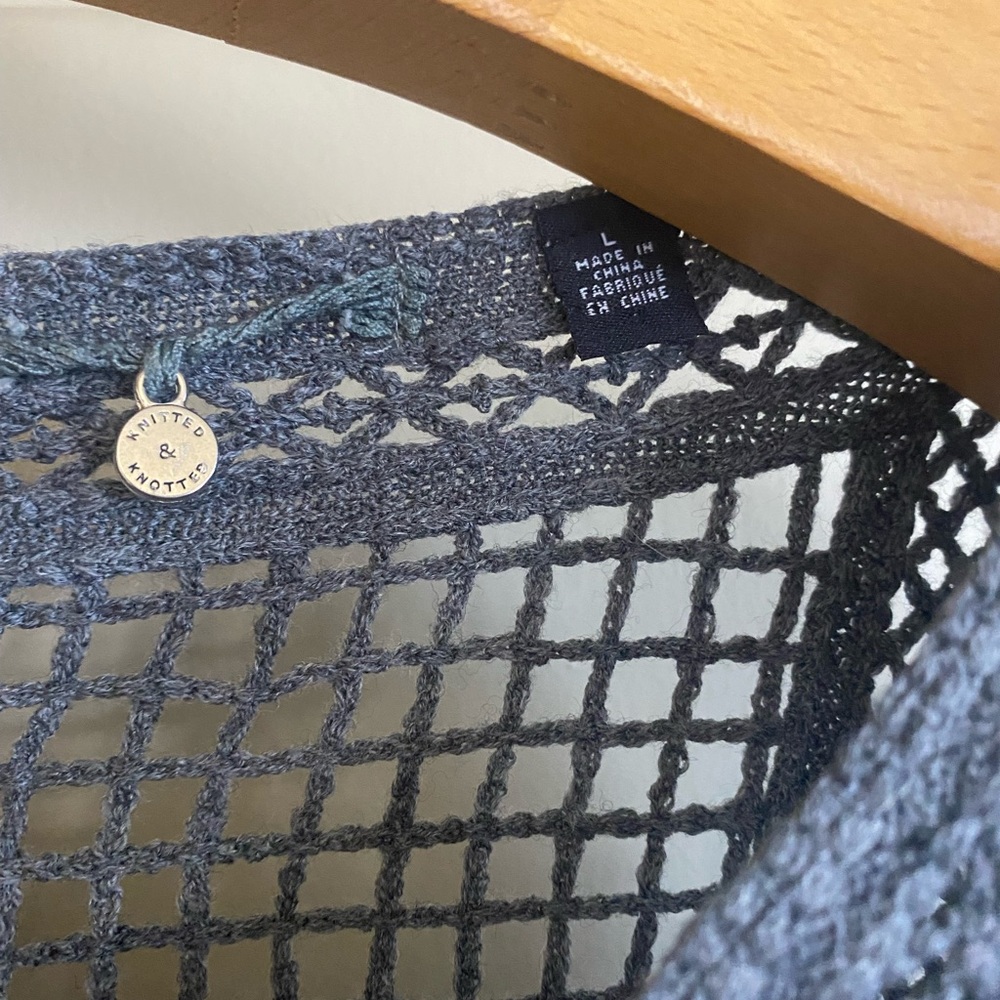 Gray crochet blouse- size L